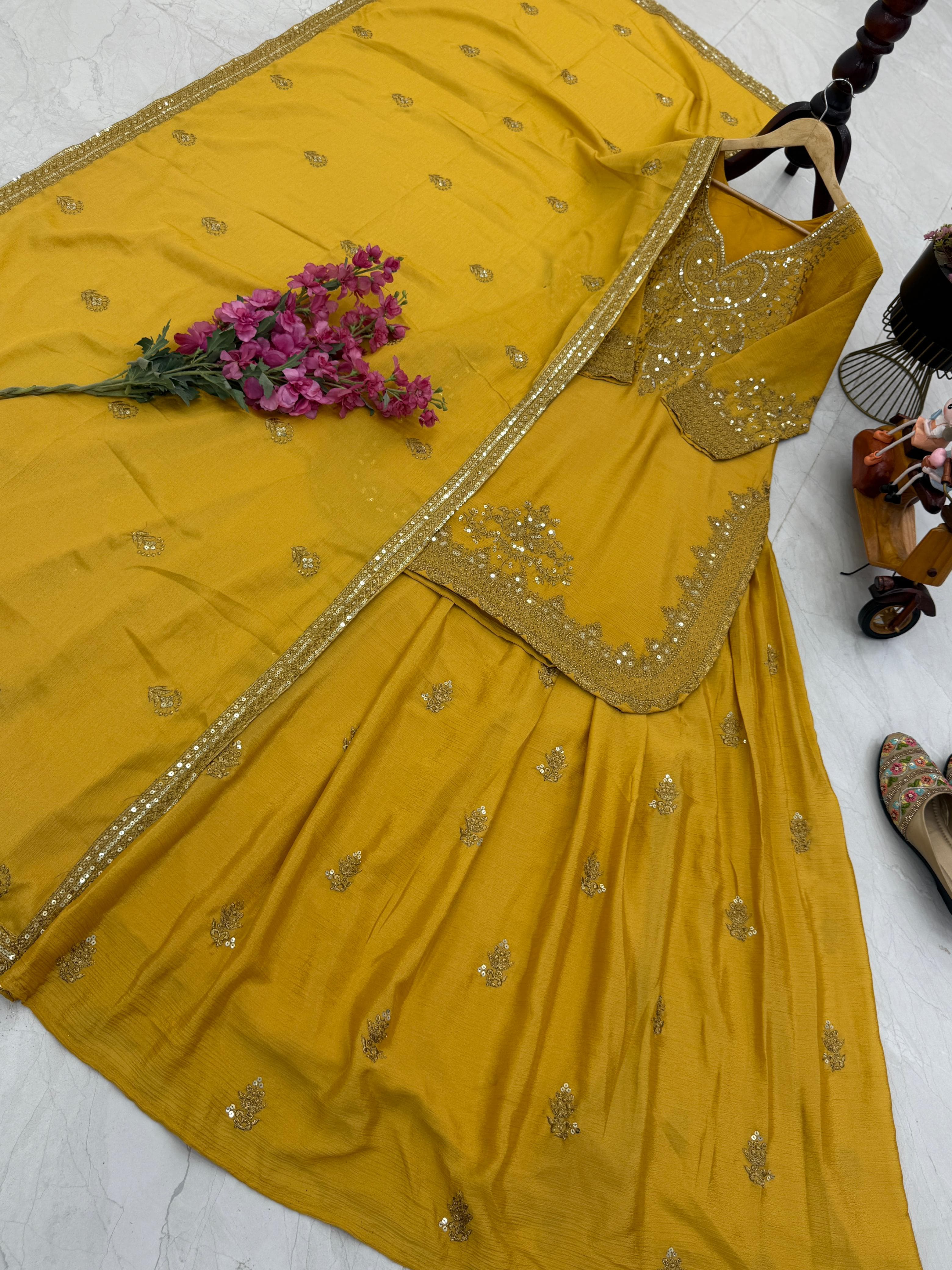 Classy Pakistani Silk Sharara Suit