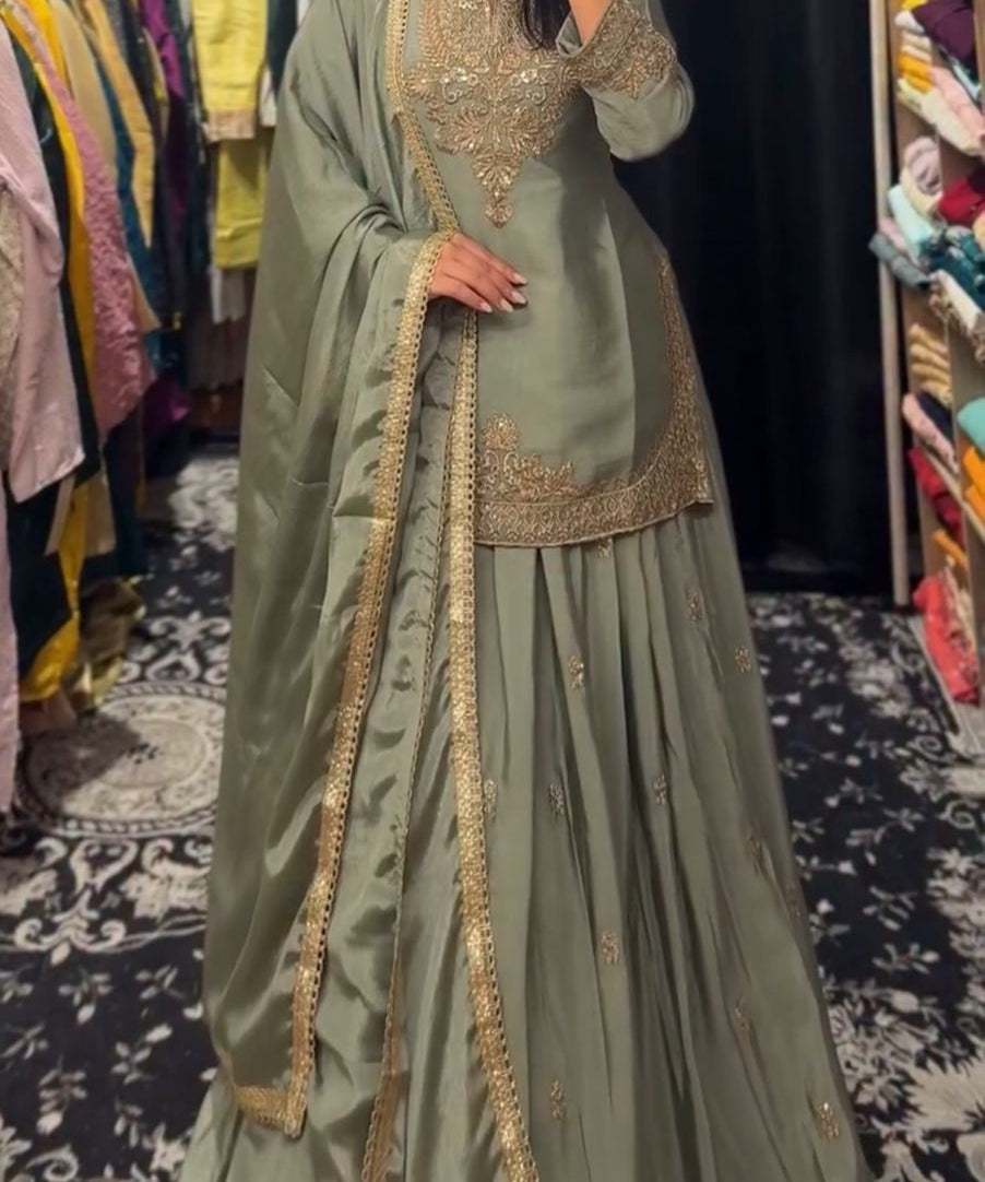Classy Pakistani Silk Sharara Suit