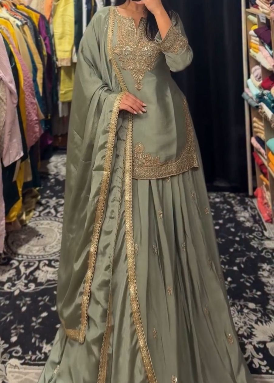 Classy Pakistani Silk Sharara Suit