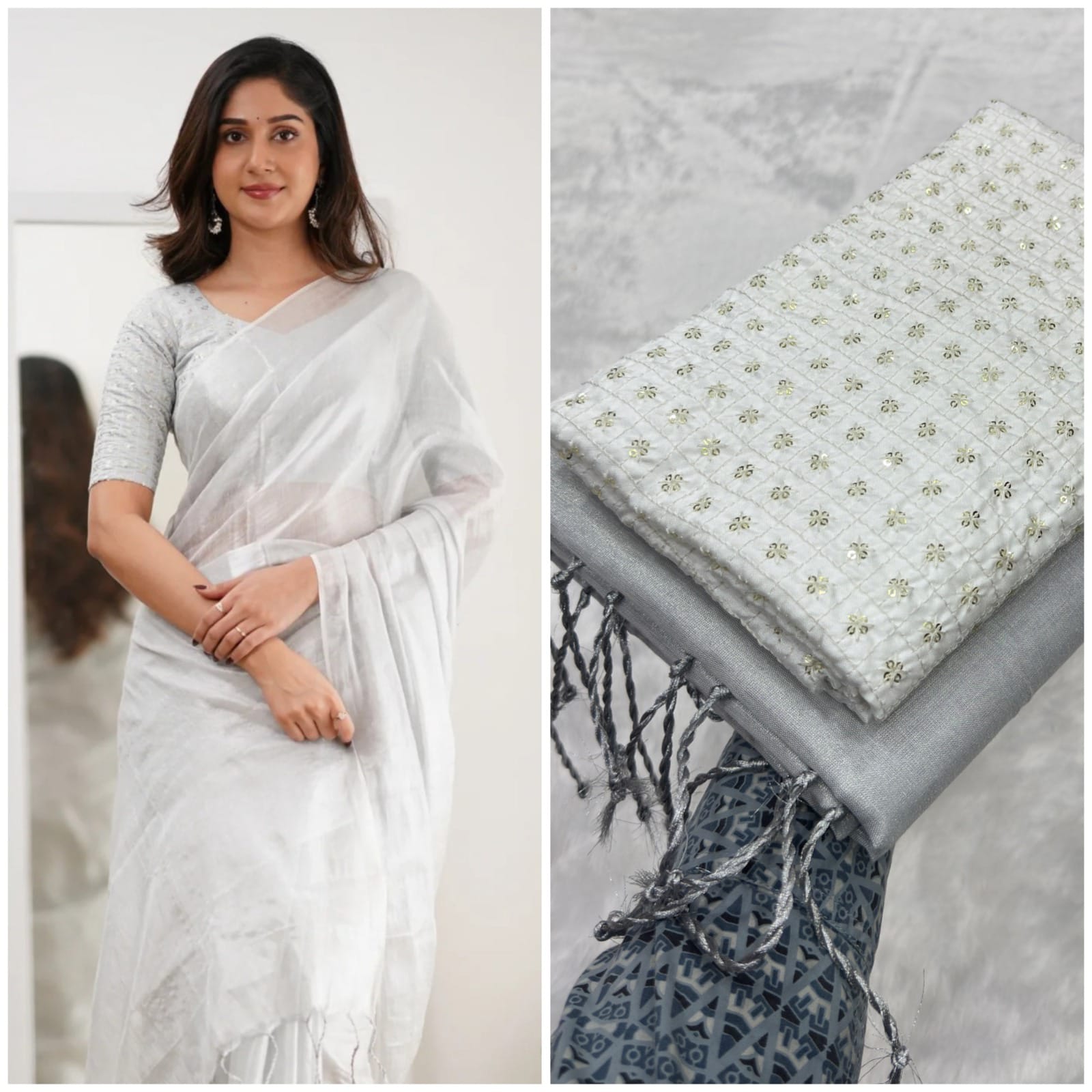 Delicated Blooms Tissue Silk Saree
