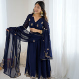 Classy Dark Blue Anarkali Suit