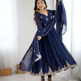Classy Dark Blue Anarkali Suit
