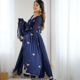 Classy Dark Blue Anarkali Suit