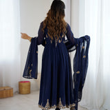Classy Dark Blue Anarkali Suit