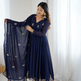 Classy Dark Blue Anarkali Suit