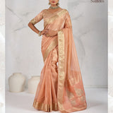 Handcrafted Sattvika Tissue Linen Saree