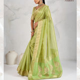 Handcrafted Sattvika Tissue Linen Saree
