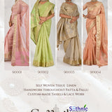 Handcrafted Sattvika Tissue Linen Saree