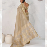 Handcrafted Sattvika Tissue Linen Saree