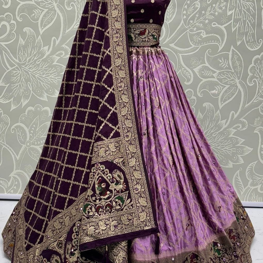 Elegant Look Georgette Satin Fabric Crafted Lehenga