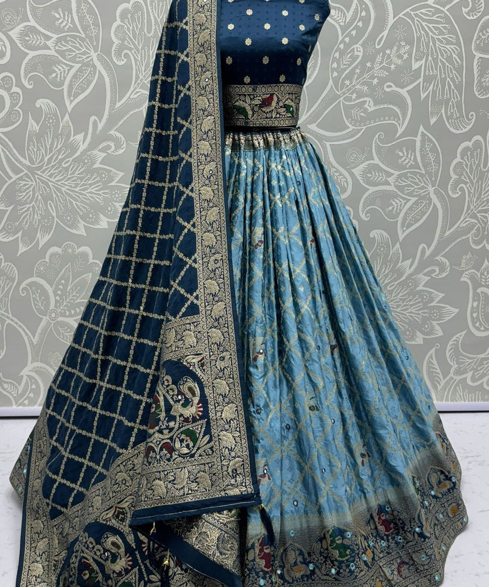 Elegant Look Georgette Satin Fabric Crafted Lehenga