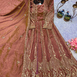 Grand Peach Embroidered Suit Sharara