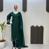 Bottle Green Roman Silk Suit