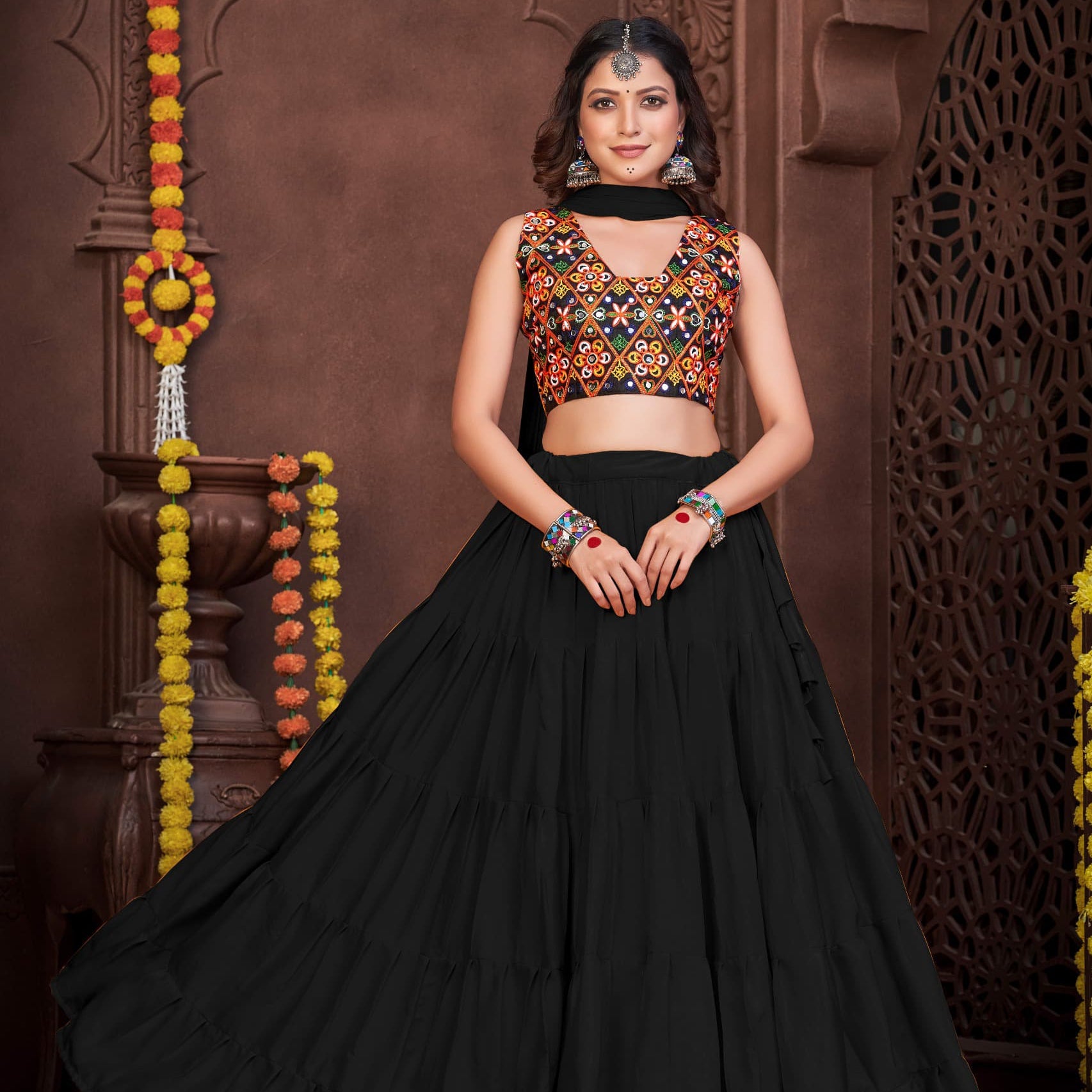 Traditional Festive Crepe Lehenga
