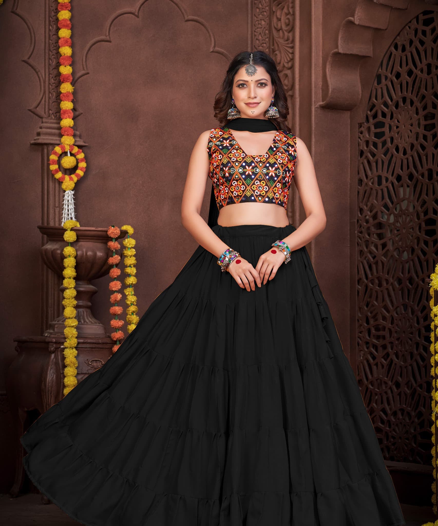 Traditional Festive Crepe Lehenga