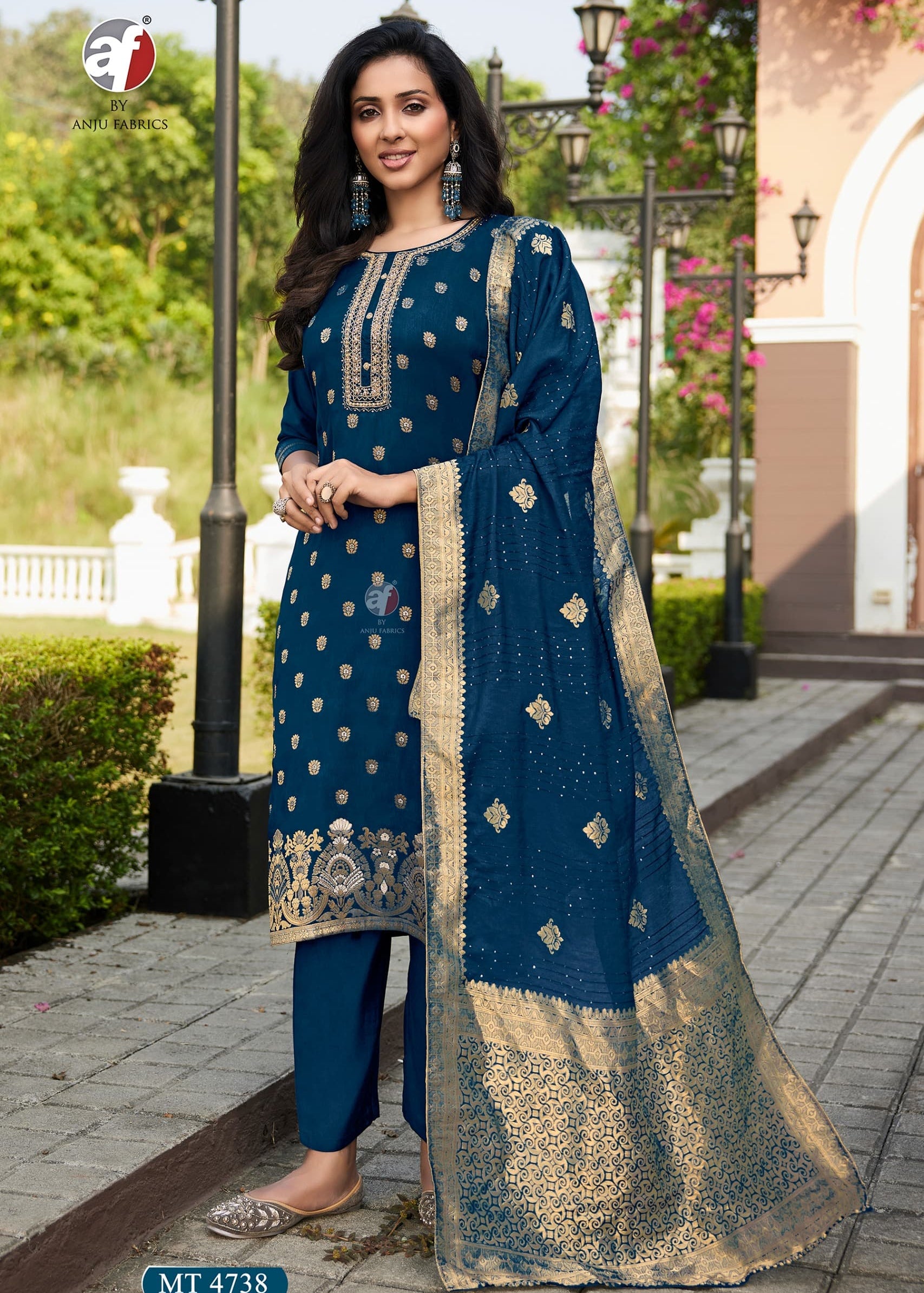 Festive Dola Silk Straight Suit