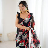 Designer Flower Printed Saree