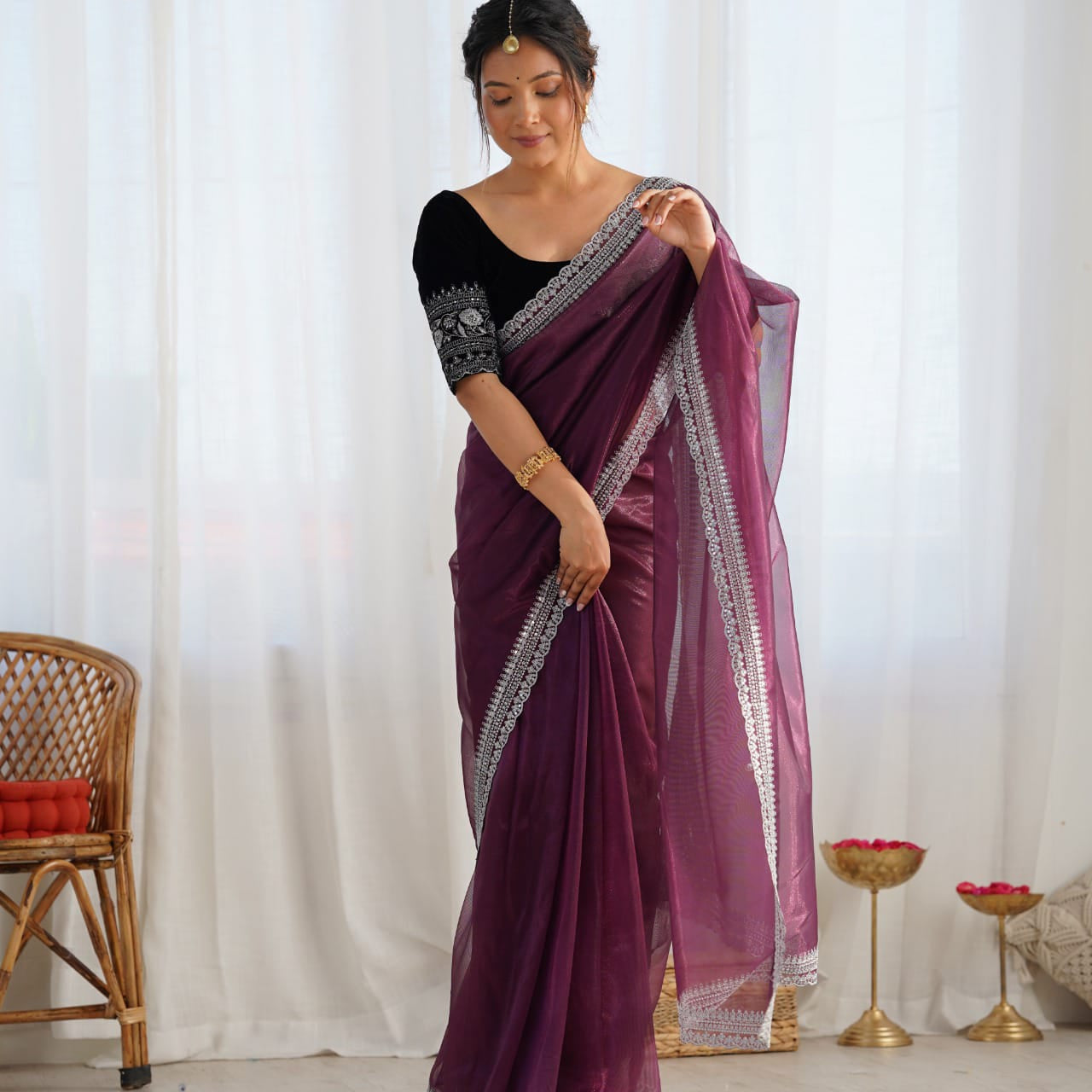 Beautiful Twill Net Sequence Saree