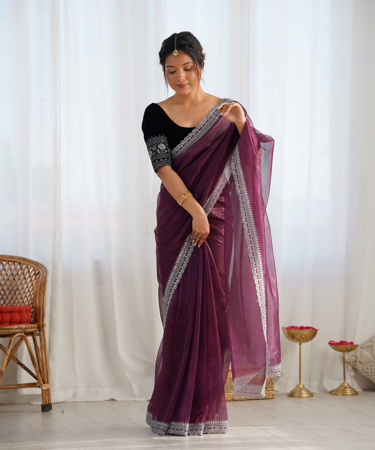 Beautiful Twill Net Sequence Saree