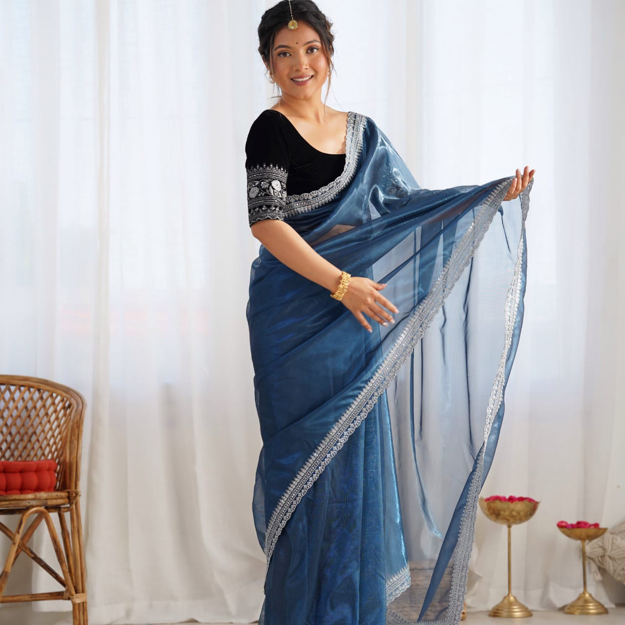 Beautiful Twill Net Sequence Saree