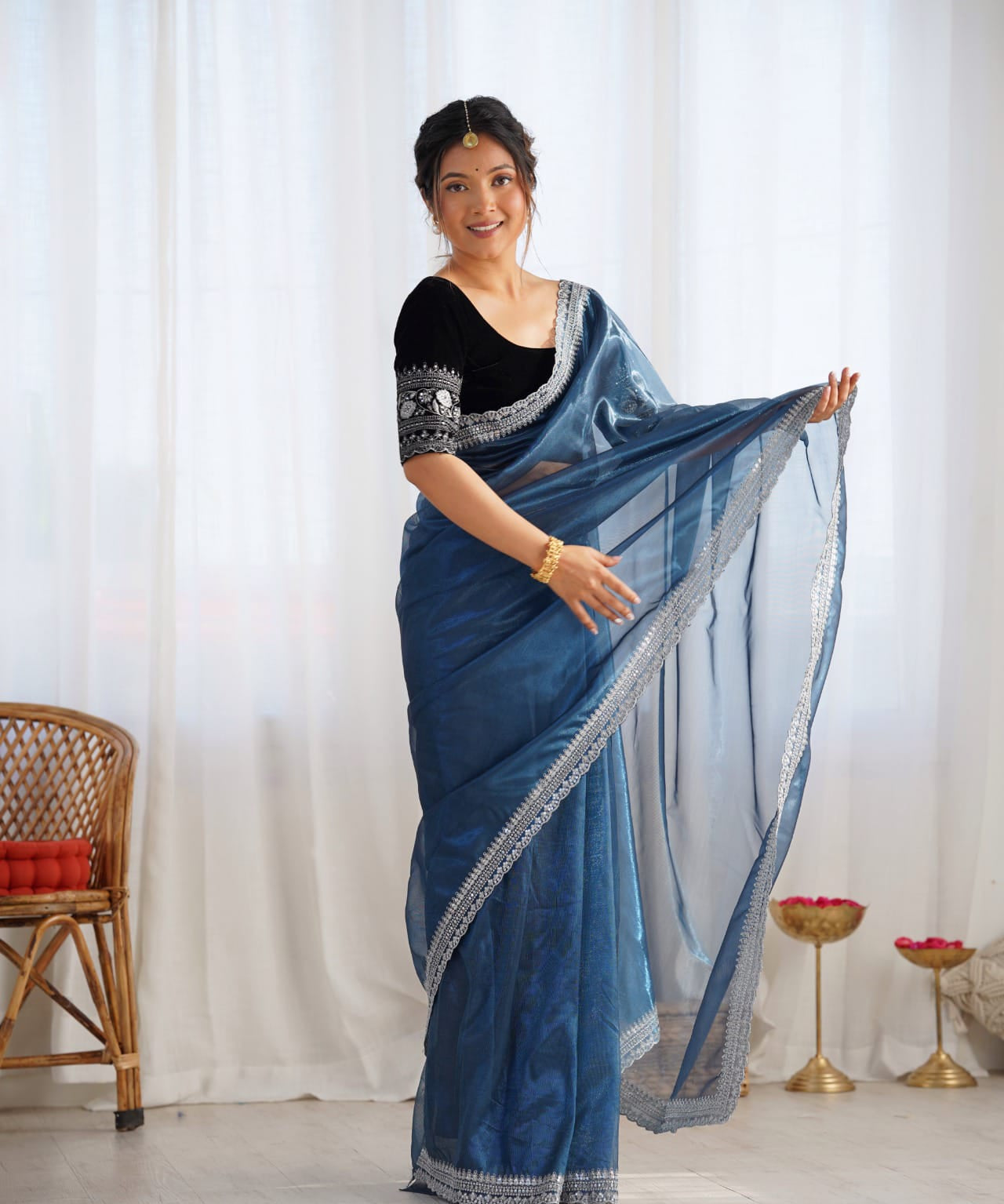 Beautiful Twill Net Sequence Saree
