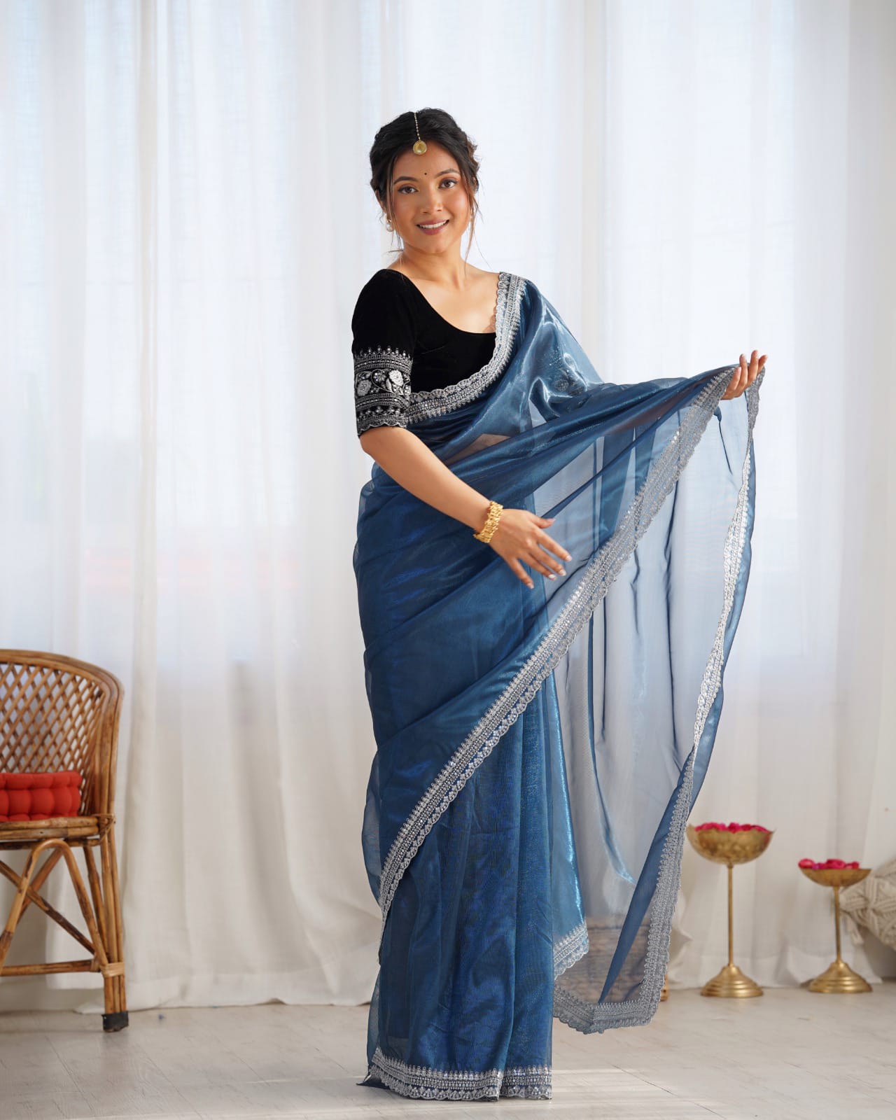 Beautiful Twill Net Sequence Saree