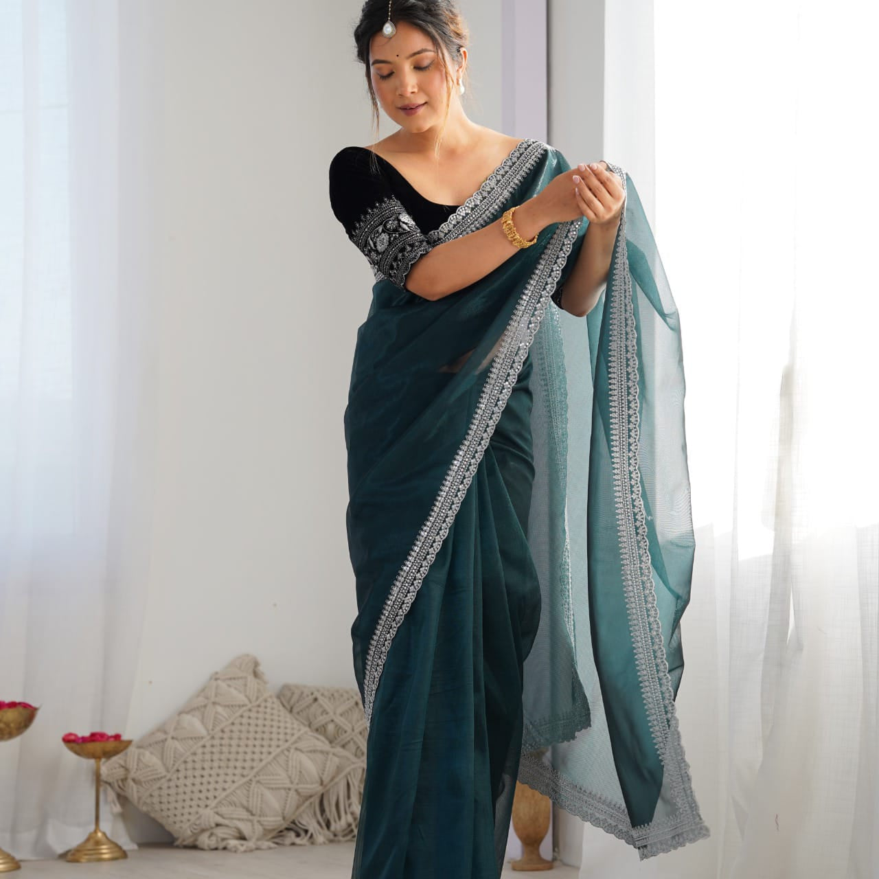 Beautiful Twill Net Sequence Saree
