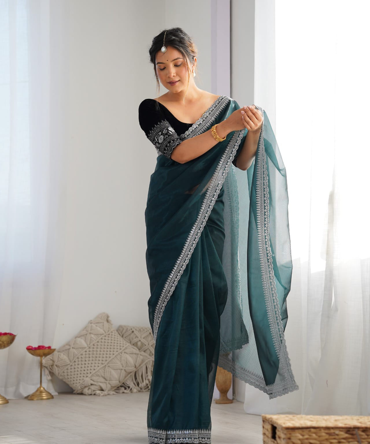 Beautiful Twill Net Sequence Saree