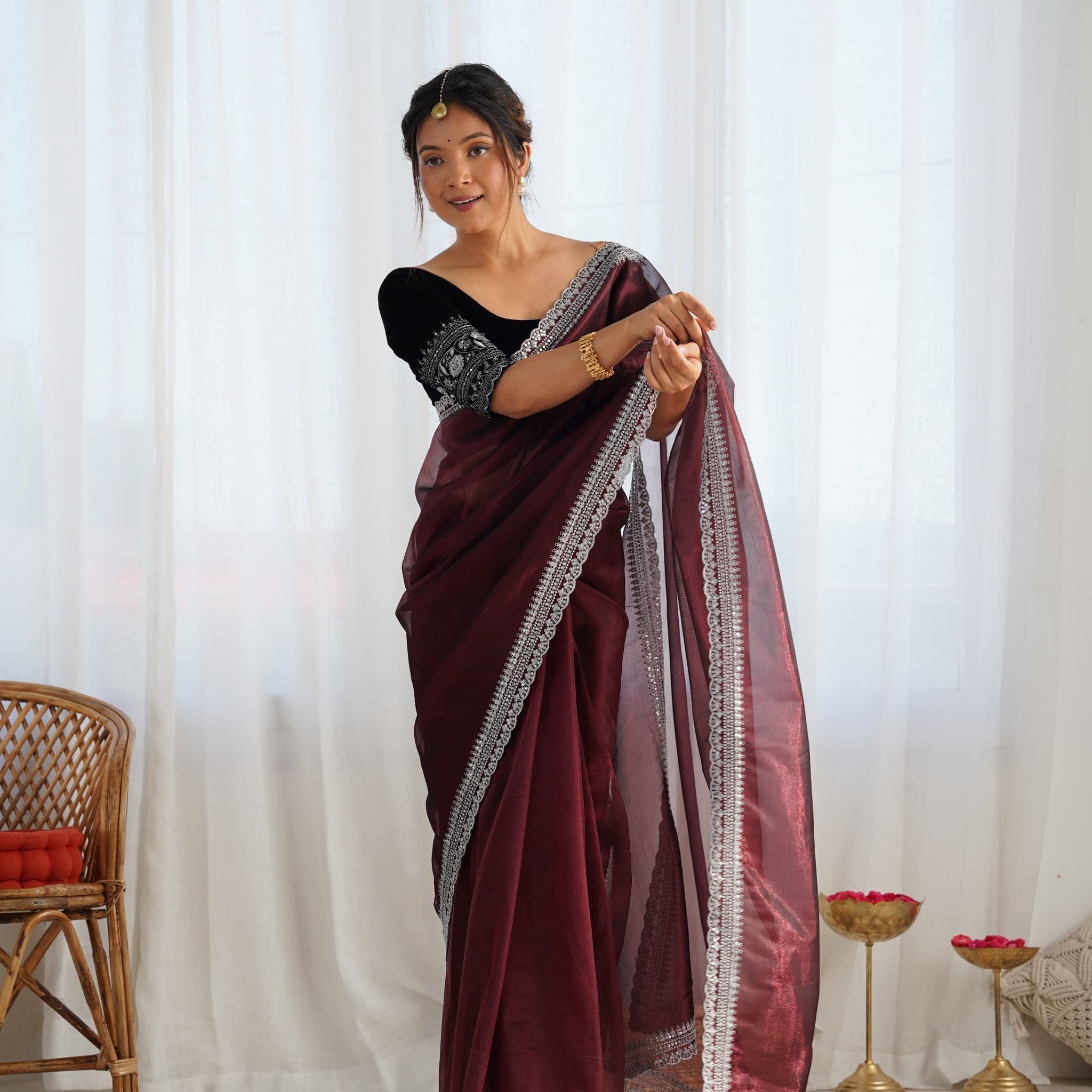 Beautiful Twill Net Sequence Saree