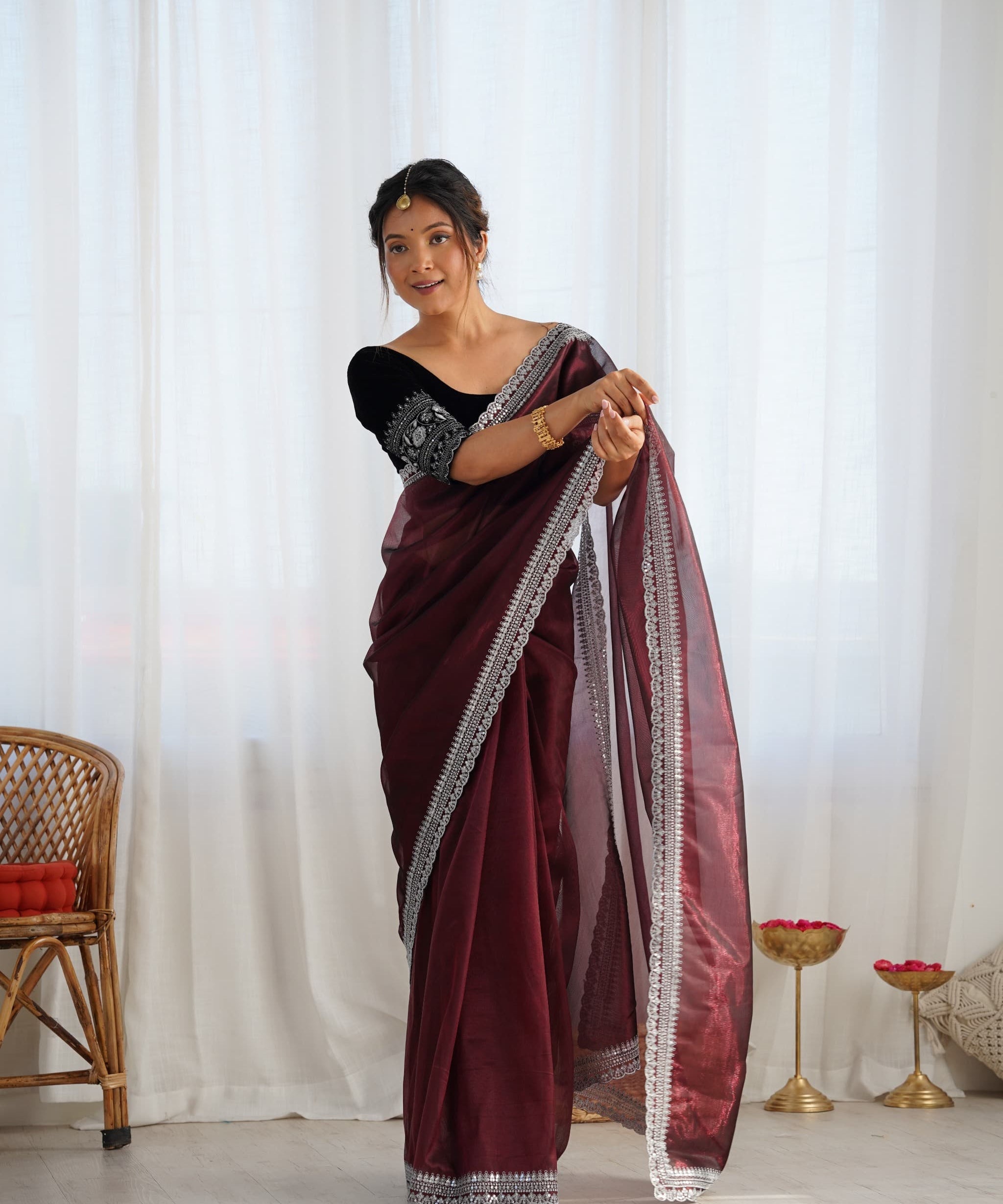 Beautiful Twill Net Sequence Saree