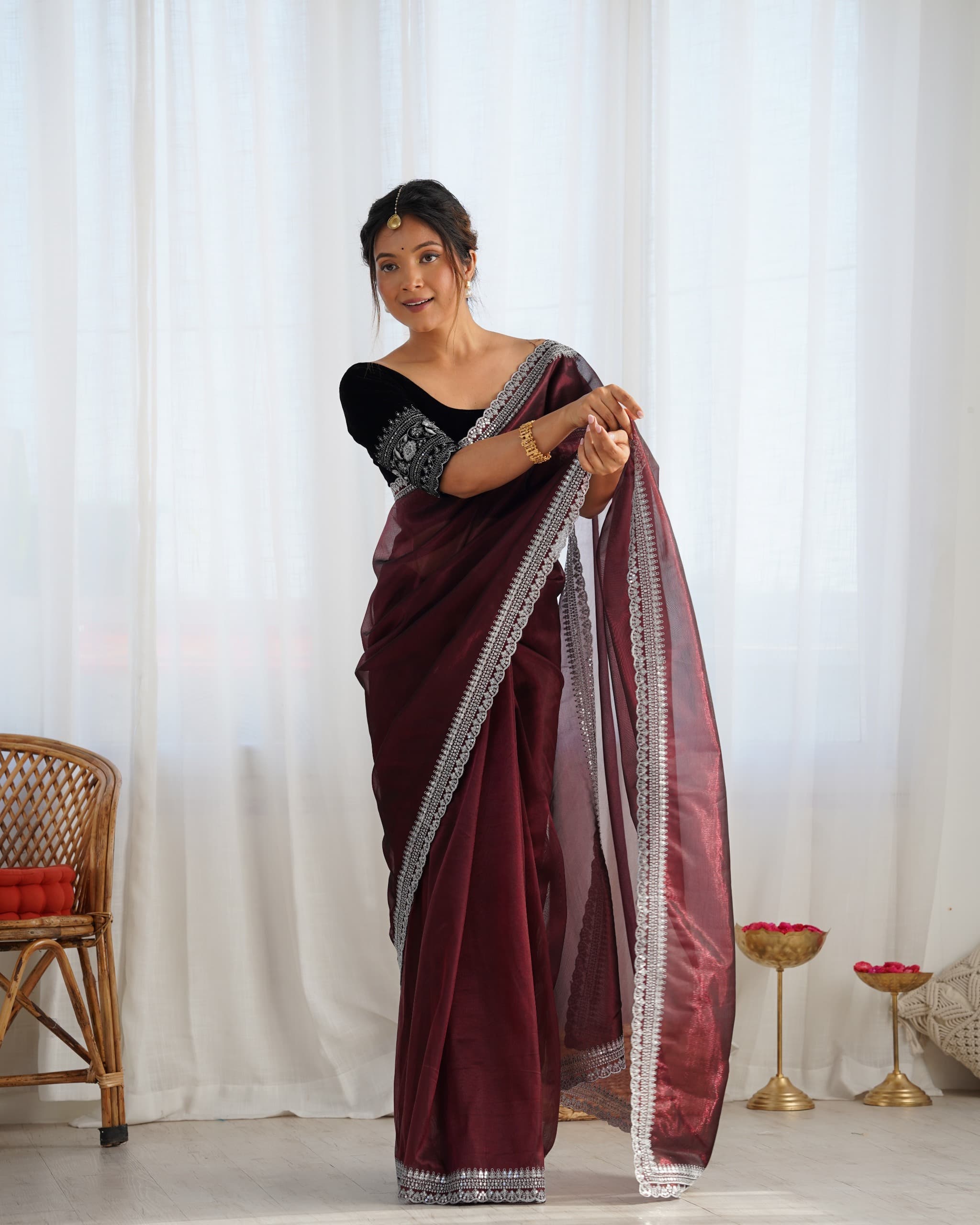Beautiful Twill Net Sequence Saree