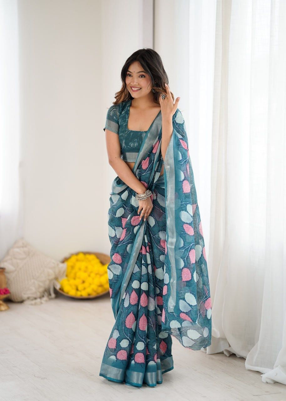 Sattvika Tissue Linen Saree
