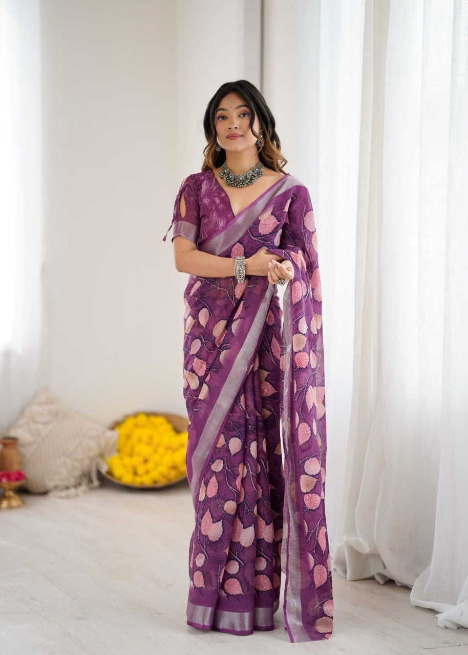 Sattvika Tissue Linen Saree