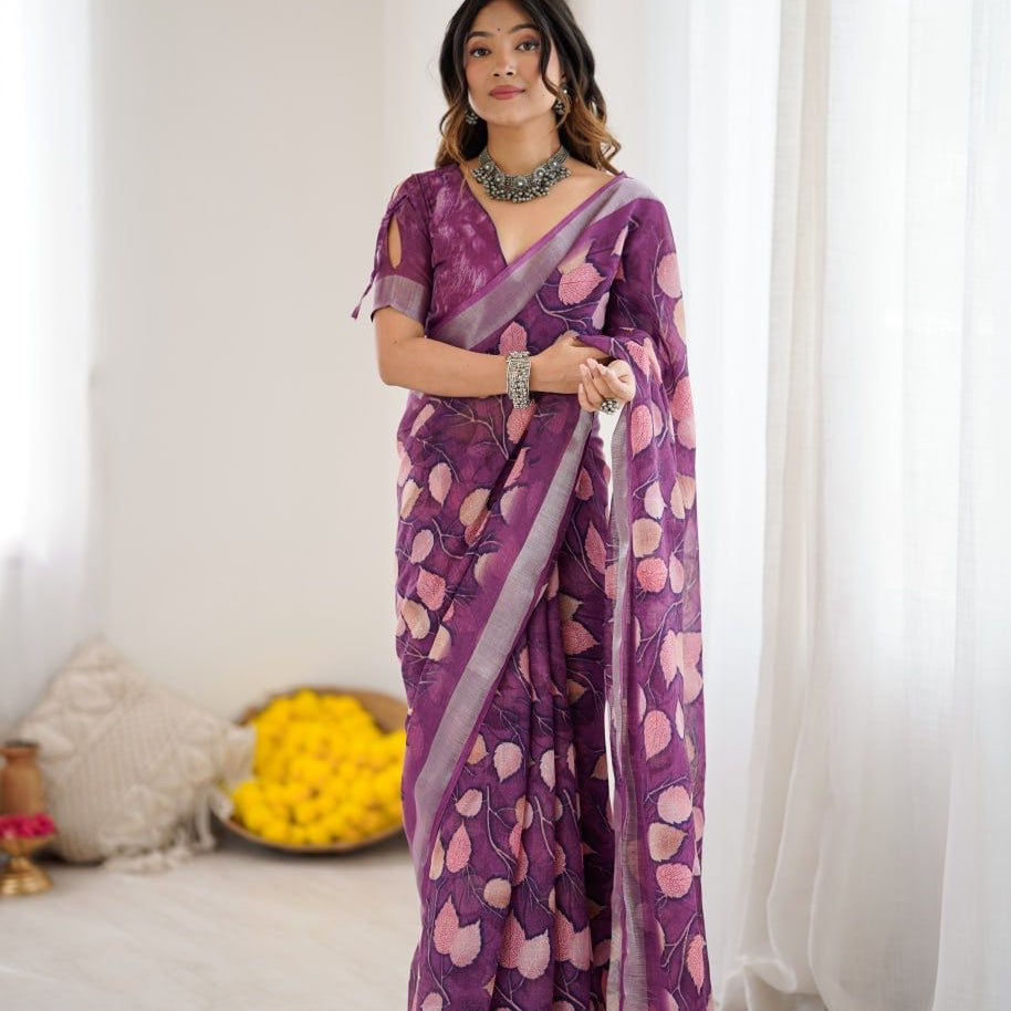 Sattvika Tissue Linen Saree