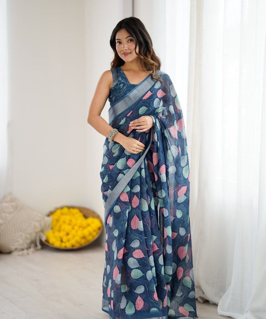 Sattvika Tissue Linen Saree
