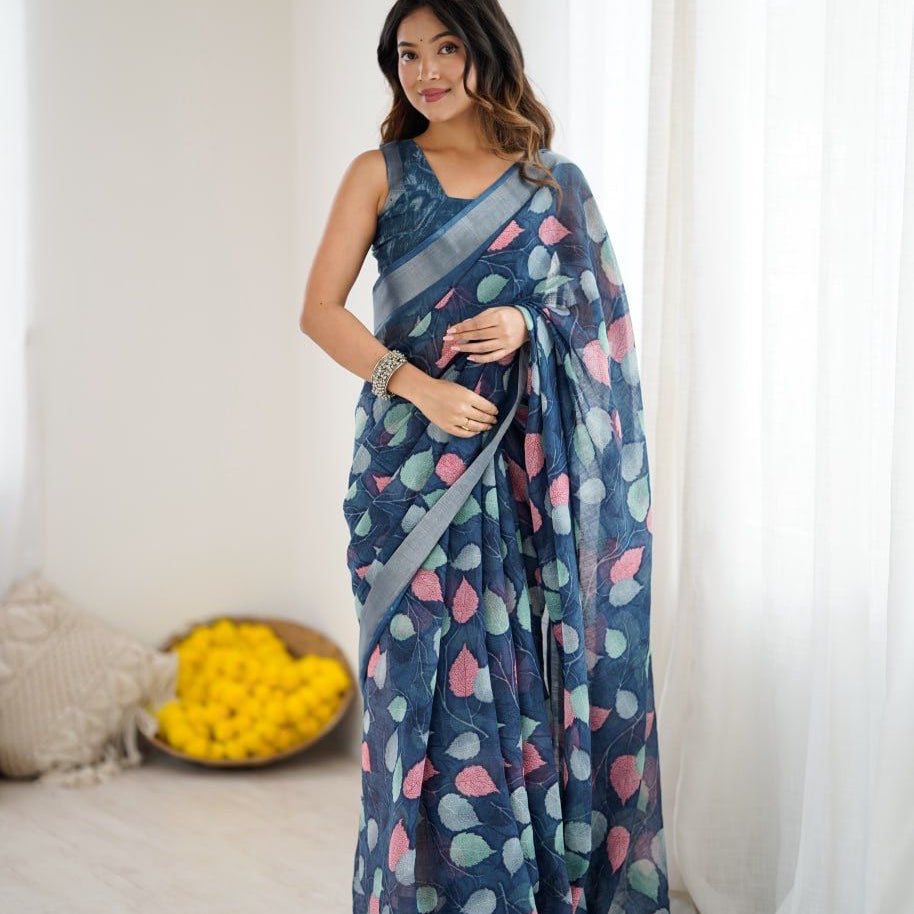 Sattvika Tissue Linen Saree