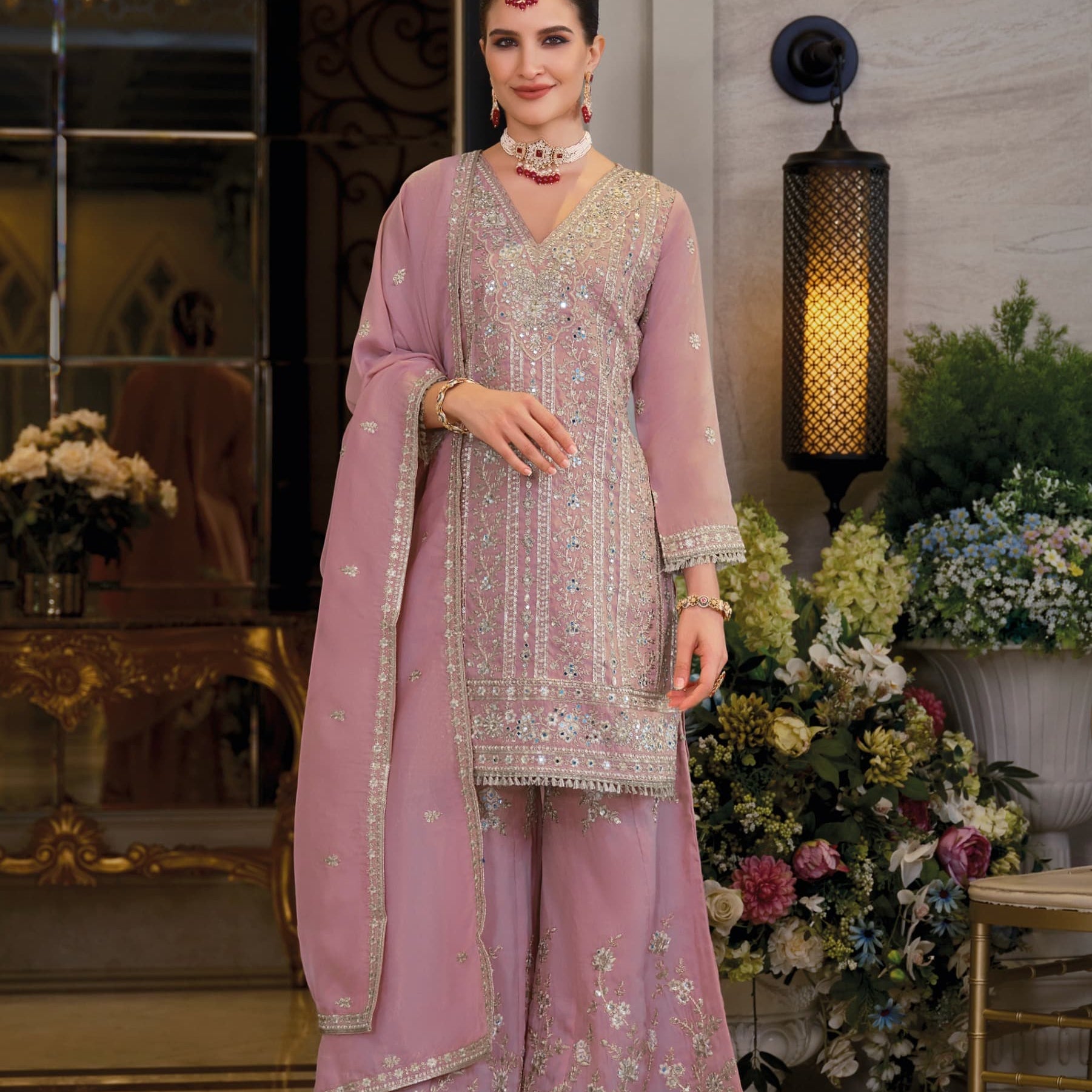 Designer Simmer Silk Anarkali Suit