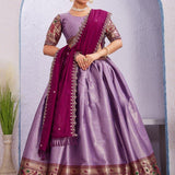 Traditional Chinon Jacquard Silk Lehenga