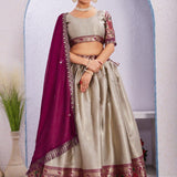 Traditional Chinon Jacquard Silk Lehenga