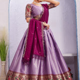 Traditional Chinon Jacquard Silk Lehenga