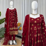 Charming Maroon Silk Anarkali Suit