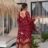 Charming Maroon Silk Anarkali Suit