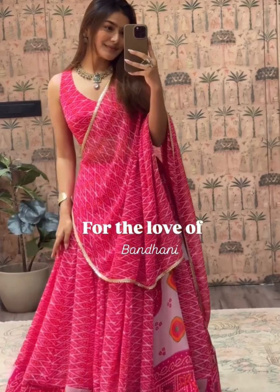 Festive Bandhej Georgette Lehenga