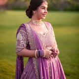 Purple Elephant Embroidered Lehenga