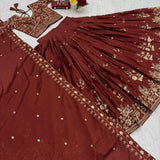 Designer Embroidered Chinon Lehenga