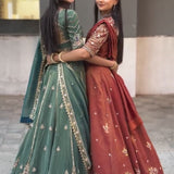 Designer Embroidered Chinon Lehenga