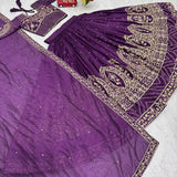 Violet Festive Embroidered Lehenga