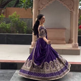 Violet Festive Embroidered Lehenga