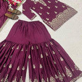 Trendy Silk Embroidered Suit