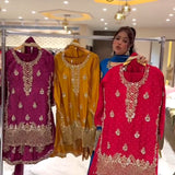 Trendy Silk Embroidered Suit